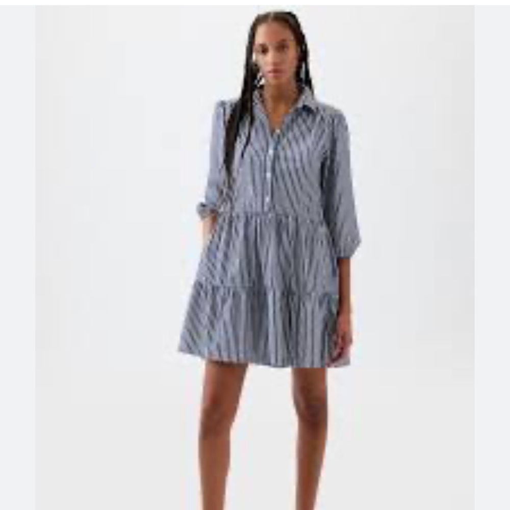 NWT GAP Poplin Striped Tiered Dress
